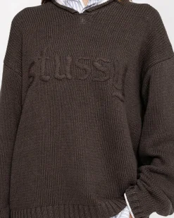 EMBROIDERED V-NECK LOGO SWEATER