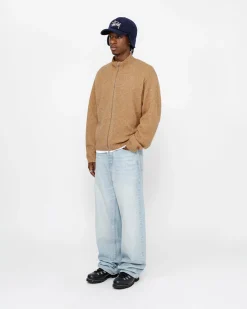 GEBÜRSTETER MERINO-SWEATER MIT DURCHGEHENDEM REISSVERSCHLUSS