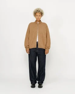 GEBÜRSTETER MERINO-SWEATER MIT DURCHGEHENDEM REISSVERSCHLUSS