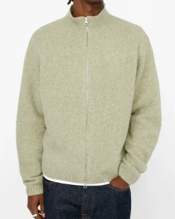 GEBÜRSTETER MERINO-SWEATER MIT DURCHGEHENDEM REISSVERSCHLUSS