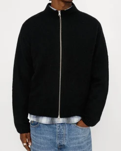 GEBÜRSTETER MERINO-SWEATER MIT DURCHGEHENDEM ZIP