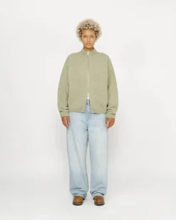 GEBÜRSTETER MERINO-SWEATER MIT DURCHGEHENDEM REISSVERSCHLUSS