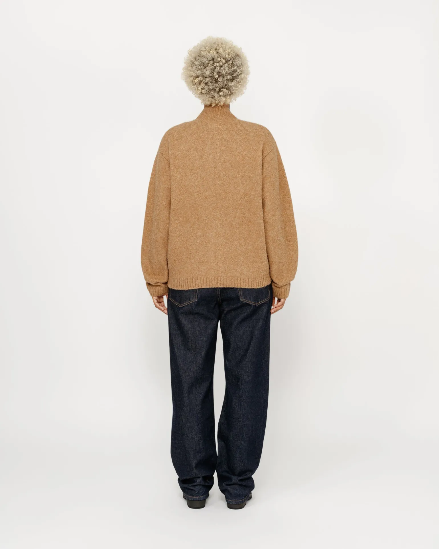 GEBÜRSTETER MERINO-SWEATER MIT DURCHGEHENDEM REISSVERSCHLUSS