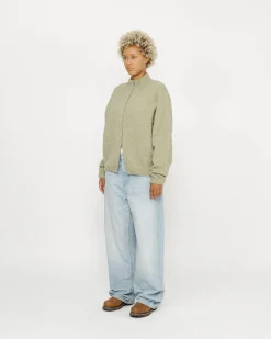 GEBÜRSTETER MERINO-SWEATER MIT DURCHGEHENDEM REISSVERSCHLUSS