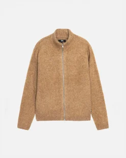 GEBÜRSTETER MERINO-SWEATER MIT DURCHGEHENDEM REISSVERSCHLUSS