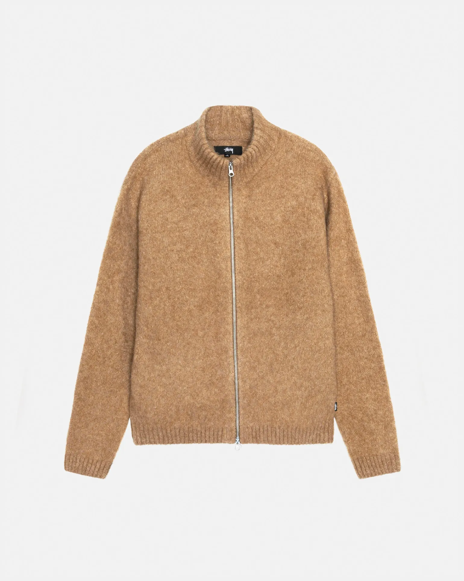 GEBÜRSTETER MERINO-SWEATER MIT DURCHGEHENDEM REISSVERSCHLUSS