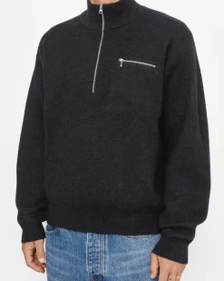 HALF ZIP MOCK NECK SWEATER
