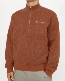 HALF ZIP MOCK NECK SWEATER