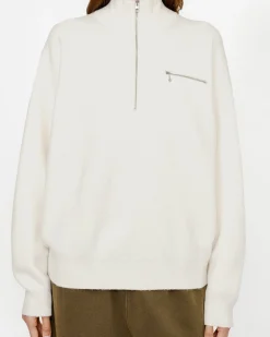 HALF ZIP MOCK NECK SWEATER