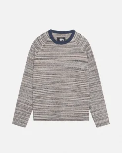 TEXTURED KNIT CONTRAST COLLAR CREW