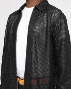 ZIP SHIRT PERFORATED LEATHER
