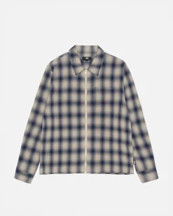 ZIP SHIRT TWISTED YARN PLAID