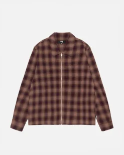 ZIP SHIRT TWISTED YARN PLAID