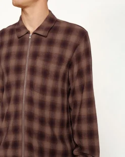 ZIP SHIRT TWISTED YARN PLAID