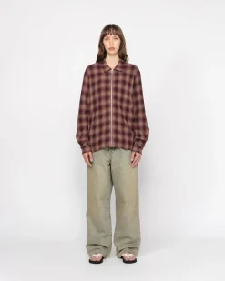 ZIP SHIRT TWISTED YARN PLAID