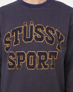 Zweifarbiges Baumwollmesh Crewneck